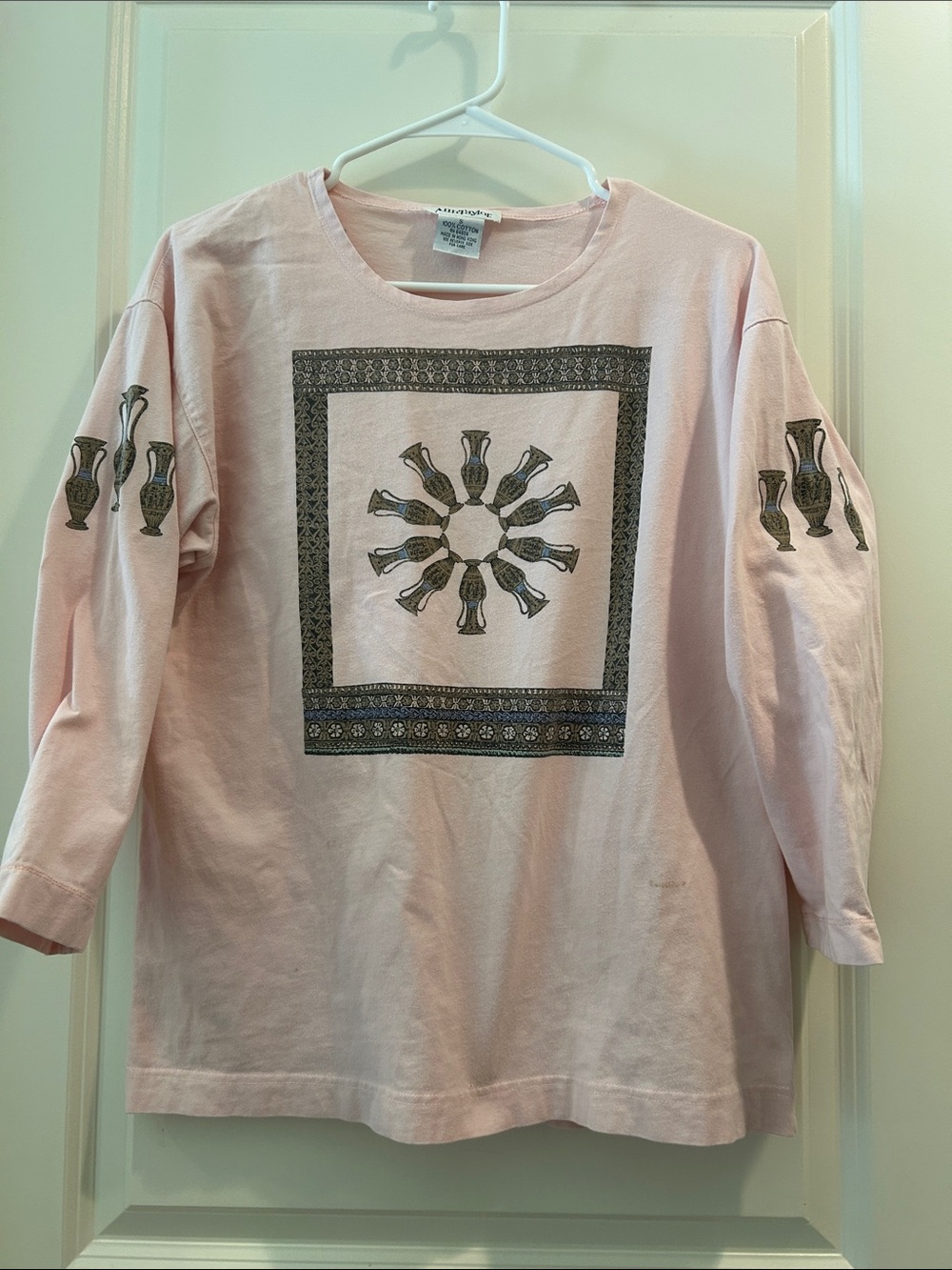 Ann Taylor Vintage Rare 1980’s Egyptian graphic print 3/4 sleeve t-shirt size S